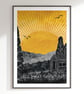 Home Illustrated Art Print: summer garden meadow and shed with big yellow sun - Image 5