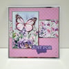 Just For You Card - Luxury Handmade Butterfly Floral Layered Card - Blank Inside