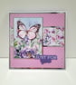 Just For You Card - Luxury Handmade Butterfly Floral Layered Card - Blank Inside