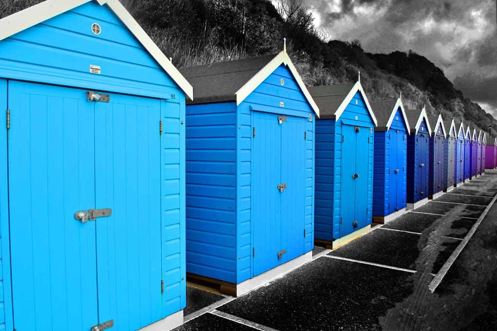 Bournemouth Beach Huts Dorset England UK 18"X12" Print