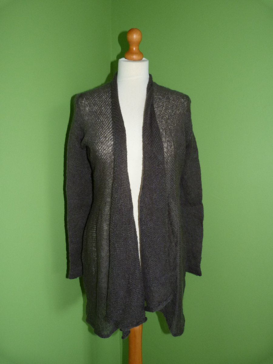 Mohair Flare Top in Charcoal Grey Womens approximate size 12-14. Womens cardigan