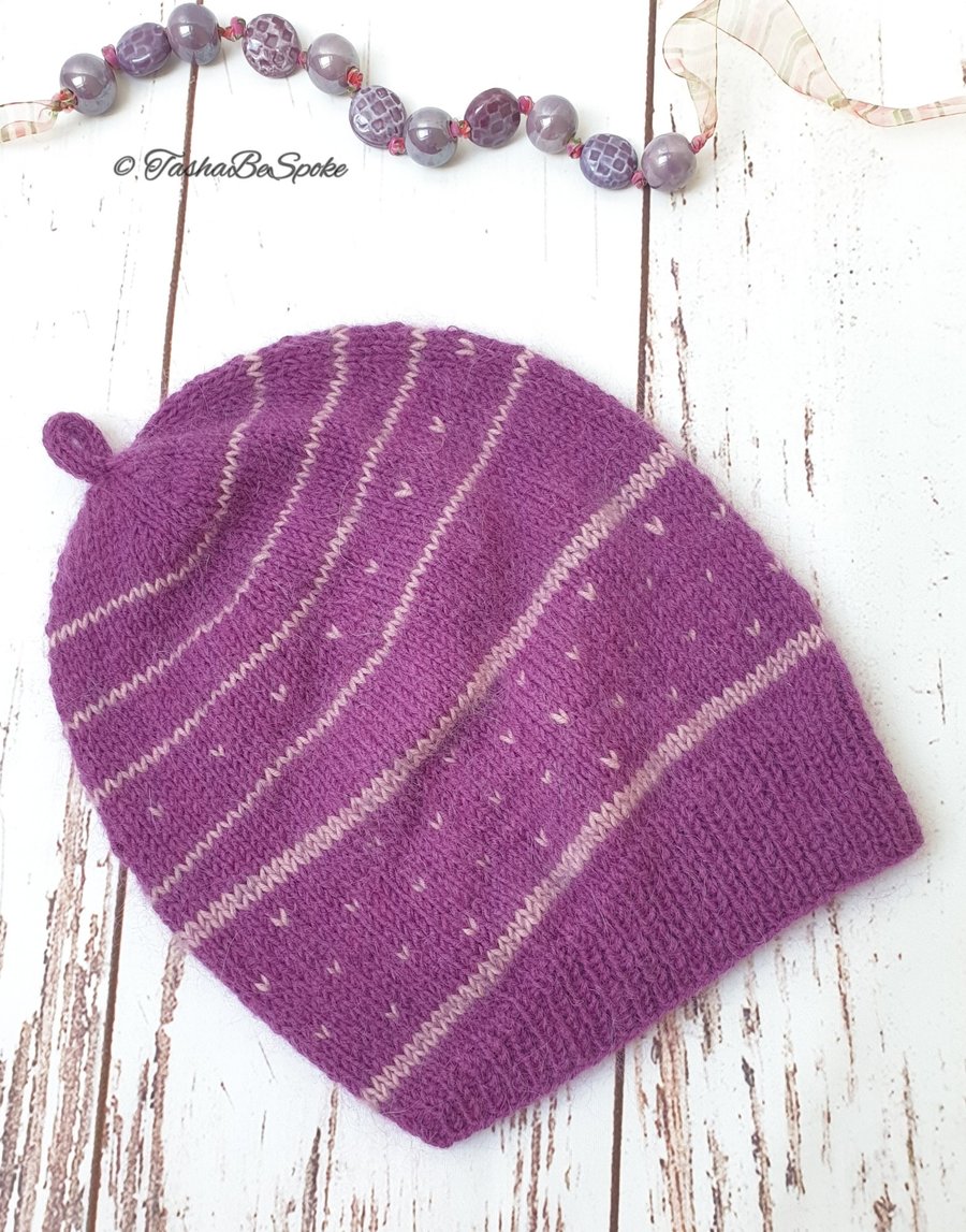 SALE Hand knitted hat Women slouchy hat Purple beanie hat Christmas gift  