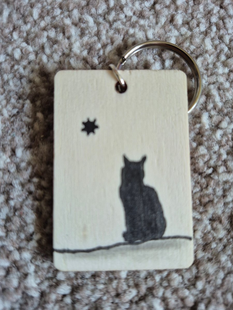 Cat hand drawn keyring