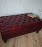 Chesterfield Storage Ottoman Footstool in a Premium Faux Wine Leather