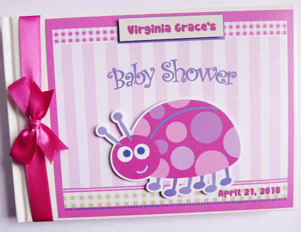 Ladybird baby shower guest book, ladybird baby shower gift