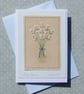 Lazy Daisies hand embroidered card with finely worked daisies and bow - Image 2