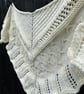 Milky white soft alpaca mix yarn hand knitted triangle lace shawl wrap - Image 5