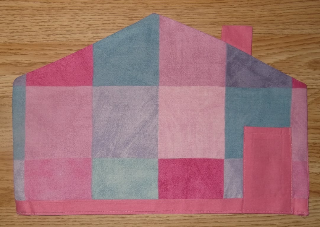 Place mat Pink House shape Fabric Tablemat Handmade One off