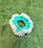 Spearmint with White Fur Trim Small Scrunchies Hair Tie - Image 1