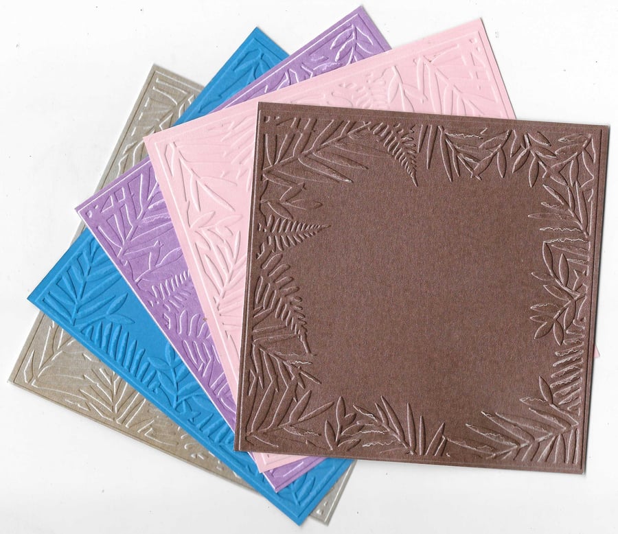 Embossed Paper. 5"x5". Leaf (15). Choice of Colour