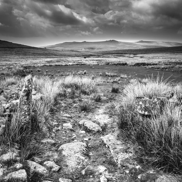 Photography Print - Dartmoor Tors - Black and White