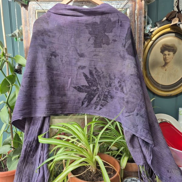 naturally dyed organic cotton wrap, scarf 