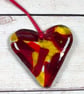 Fused glass hanging heart gold and red - Image 3