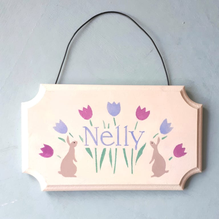 Rabbits, Personalised Door Hanger.