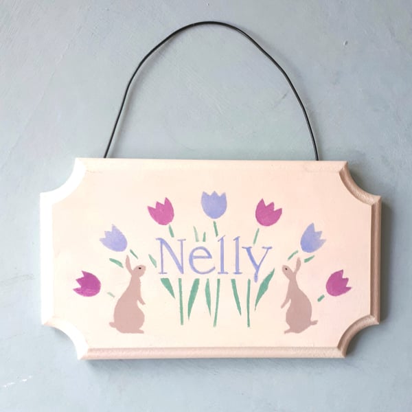 Rabbits, Personalised Door Hanger.