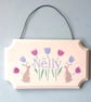 Rabbits, Personalised Door Hanger.