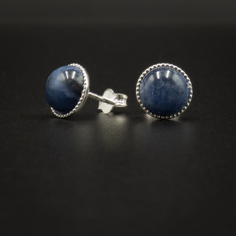 Sodalite, sterling silver gemstone stud earrings, Sagittarius gift