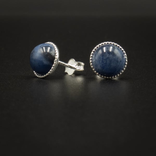 Sodalite, sterling silver gemstone stud earrings, Sagittarius gift