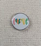 Love Autism Awareness Pin Badge - Rainbow Colours Puzzle Pieces - Large Resin