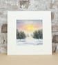 Original Art Watercolour Painting Winter Sunset - Image 3