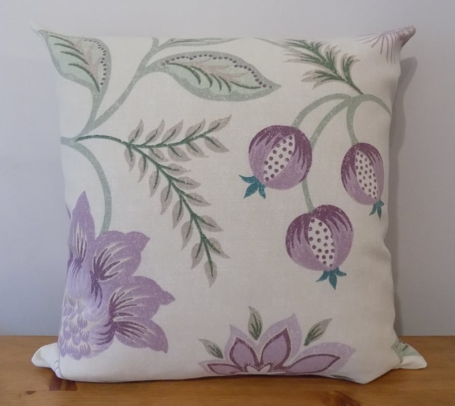 Laura Ashley Cushion Cover Floral Grape Throw Pillow Cotton Fabric 16" 18" Zip 