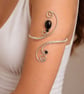 Bridal arm cuff  Black Agate Upper Arm Cuff – Silver Tone Spiral Wire Jewellery - Image 2