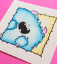Mini Original Watercolour - Happy Fuzzy Chep Monster - Image 3
