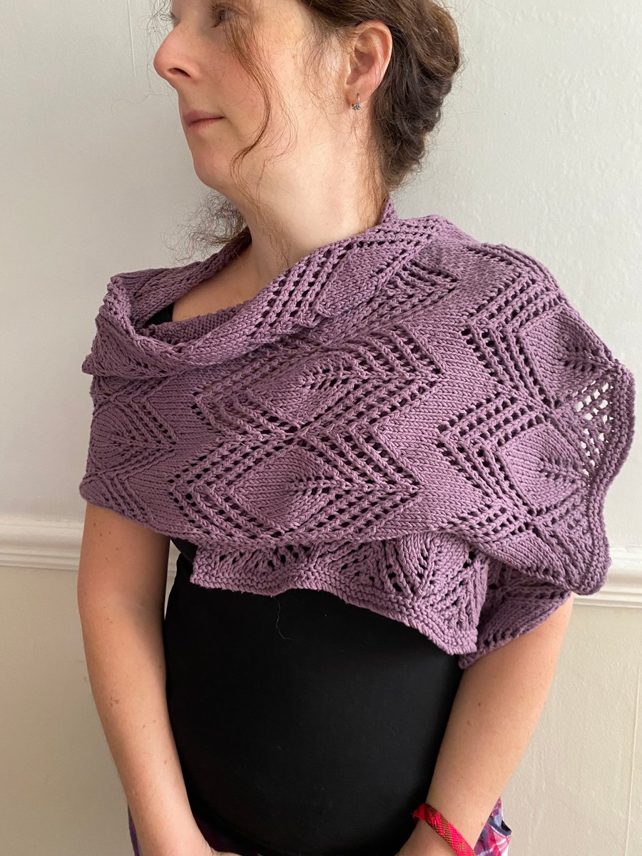 Hand knitted 100% cotton shawl or  scarf