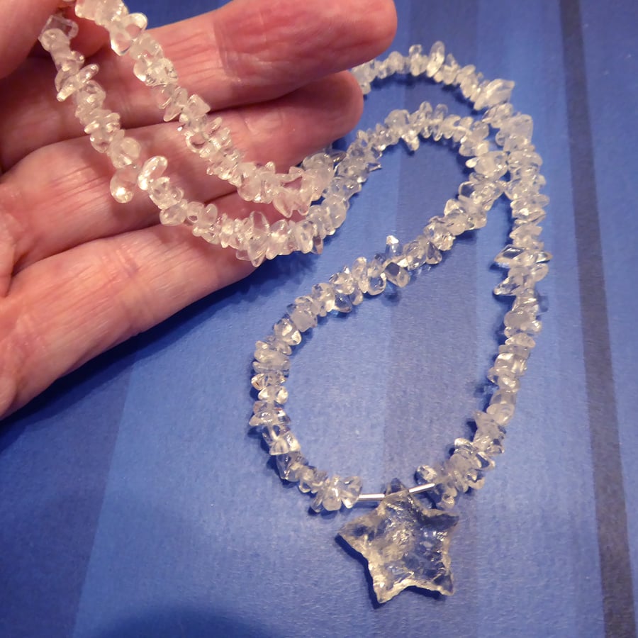 Add some sparkle with this beautiful handmade Gemstone Frost and Star Necklace