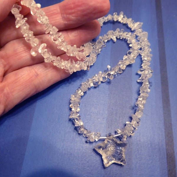 Add some sparkle with this beautiful handmade Gemstone Frost and Star Necklace
