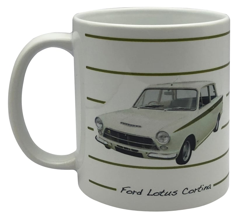 Ford Lotus Cortina Mk1 1964 - 11oz Ceramic Mug - Plain or Stripe Design