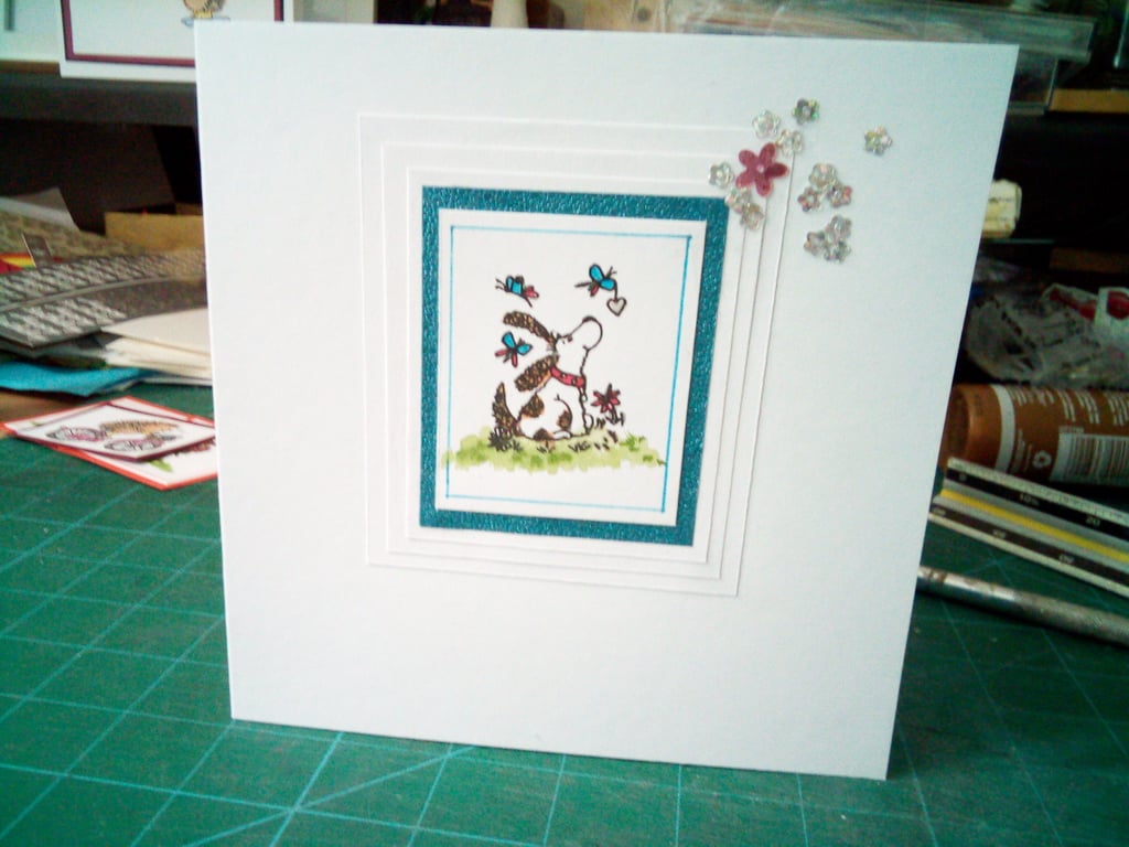 Cute dog dreaming birthday card 