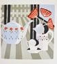 The tables set.   Original lino print. - Image 1