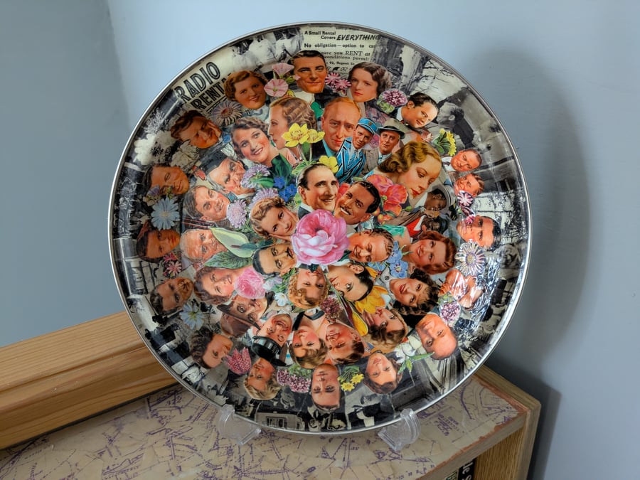Flowers of Thirties Radio Decoupage Plate