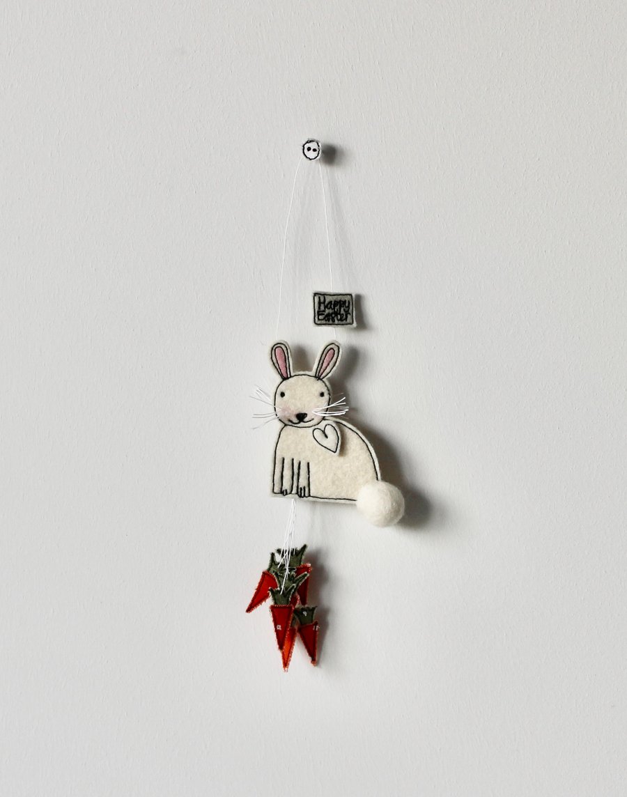 'Bunny With Carrots' - Handmade Hanging Decoration