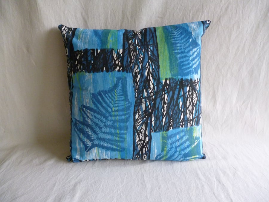 1960s vintage  blue "Fernwood" fabric cushion cover