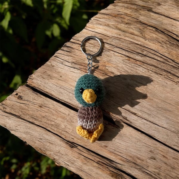 Handmade Crochet Duck Keychain Amigurumi Bag Charm, Soft Plush Accessory