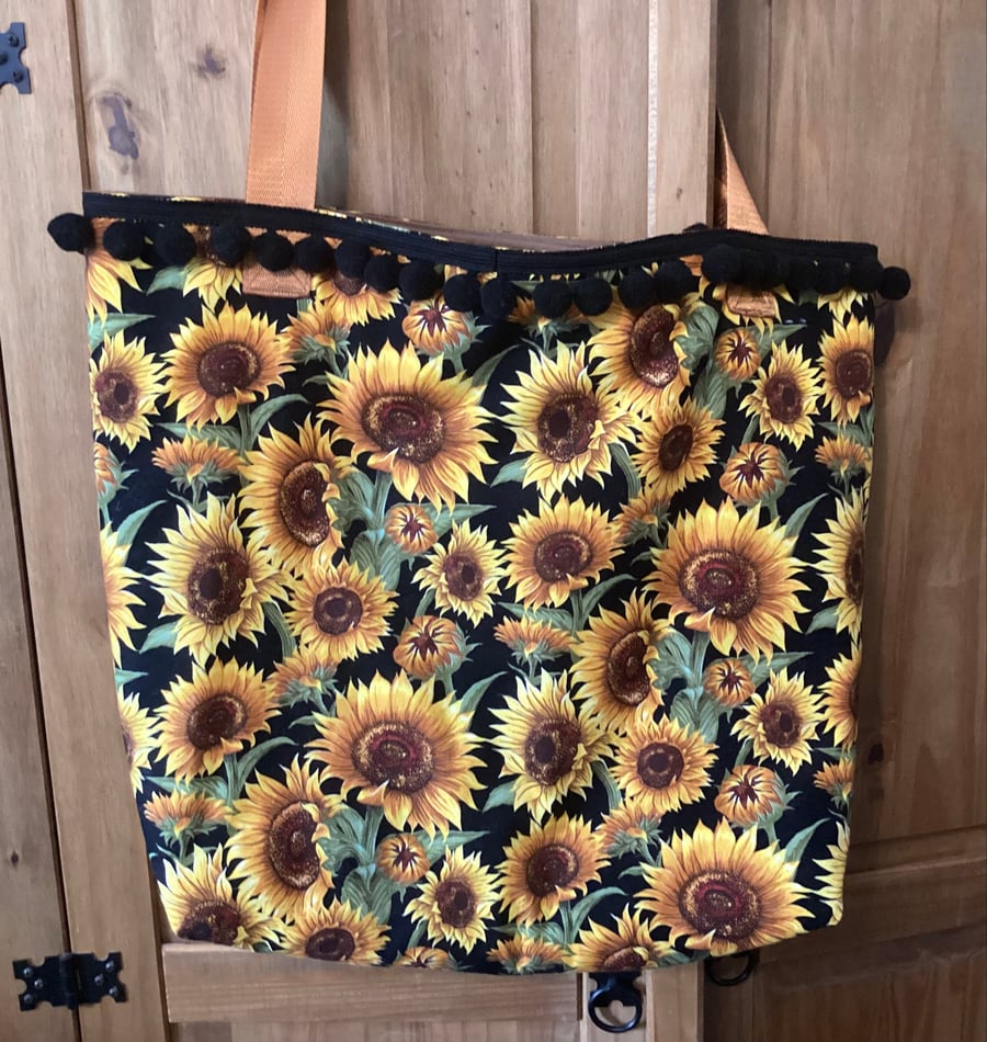 Large Tote Bag, sunflowers bag, floral bag