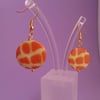 Orange Giraffe Print Shell Earrings