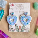 Handmade Heart Iced Biscuit doughnut with sprinkles Polymer Clay Earrings
