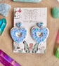 Handmade Heart Iced Biscuit doughnut with sprinkles Polymer Clay Earrings