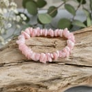 Natural Pink Opal Chip Bracelet – Handmade Stretch Gemstone Bracelet