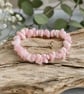 Natural Pink Opal Chip Bracelet – Handmade Stretch Gemstone Bracelet