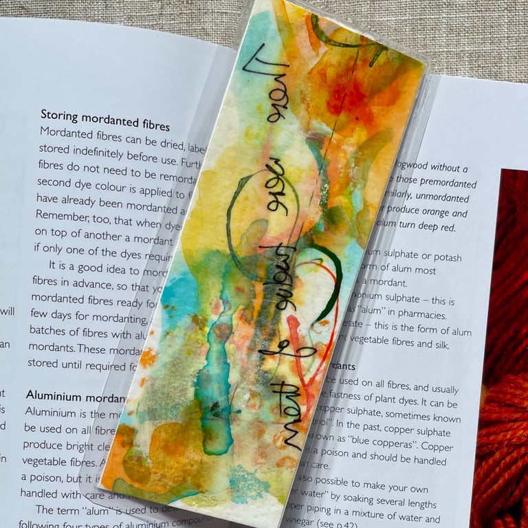 Hand painted original, abstract, mixed media bookmark
