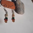 Handmade beaded Dangle Earrings with Freshwater Pearl