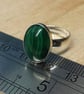 Simple oval Malachite ring. Women's Adjustable ring. 14x10mm - Image 4
