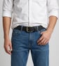 Black Full Grain Double-Stitched Leather Belt Mens Saddlery Belt 38mm UK - Image 3