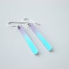Rectangle earrings dip dyed in purple and turquoise 