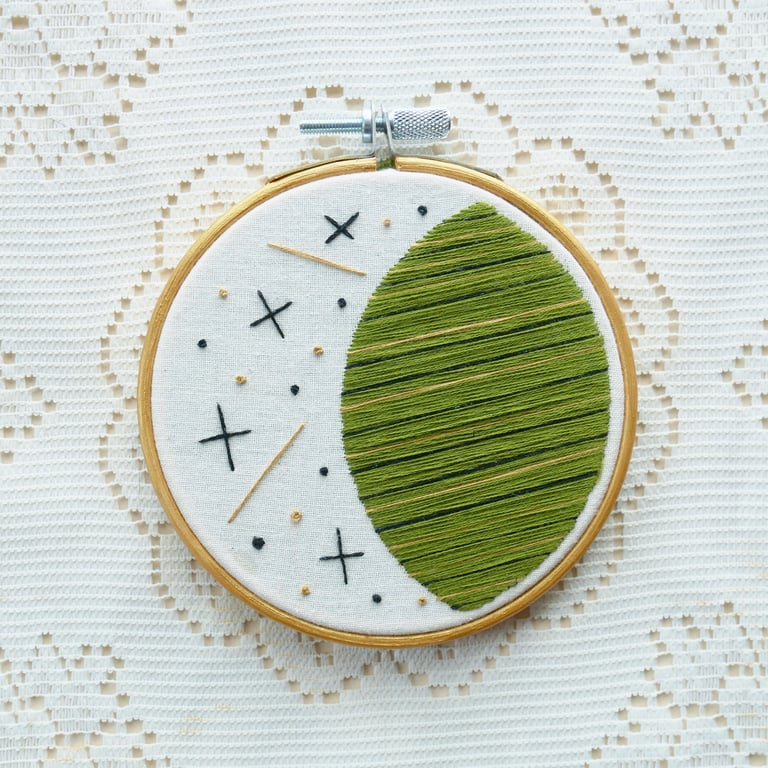 Space and Time - Green Planet 4 Inch Embroidery Hoop