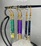 Dangle beaded dainty earrings, stick drop gold minimalist jewellery - Image 1